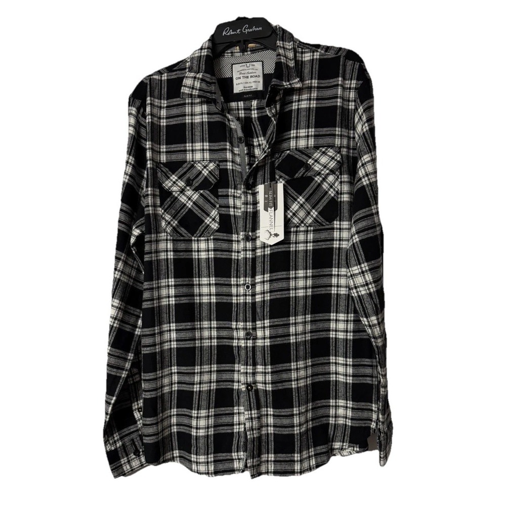NWT On The Road Great Outdoors Mens Slim Fit Button Flannel Shirt Size‎ XL